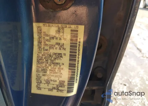 2000 Nissan Frontier Se-V6/Xe-V6 z USA, uszkodzony, nr VIN 1N6ED27TXYC322755